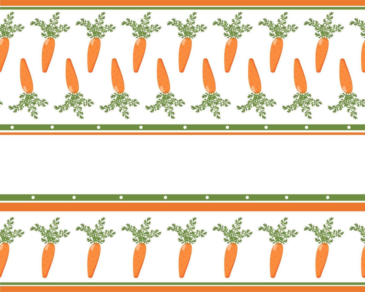 cenoura de borda horizontal perfeita. cupom para o design de têxteis de cozinha, toalhas, cortinas, corredores, guardanapos. estilo rústico, ilustração vetorial, plano vetor