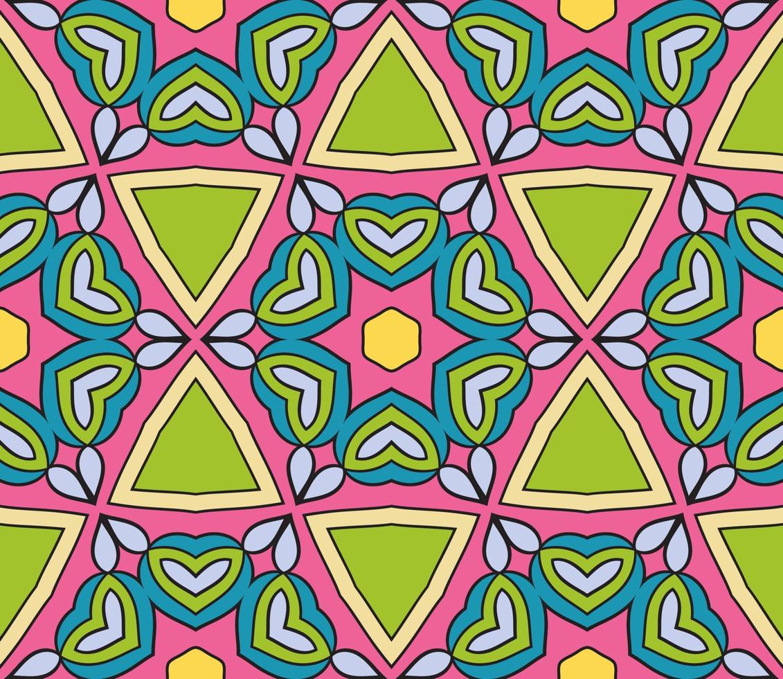 abstrato colorido doodle flor geométrica padrão sem emenda. fundo floral. mosaico de caleidoscópio, geo telha de ornamento de linha fina. vetor