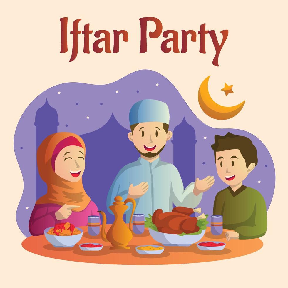 jantar iftar com conceito de família vetor