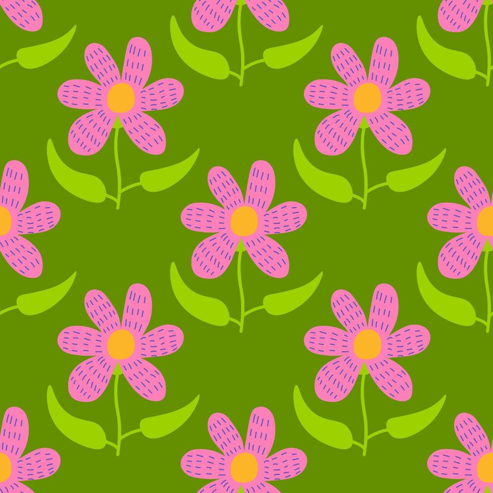 flores de bolinhas bonito dos desenhos animados em padrão sem emenda de estilo simples. fundo floral estilo infantil. vetor