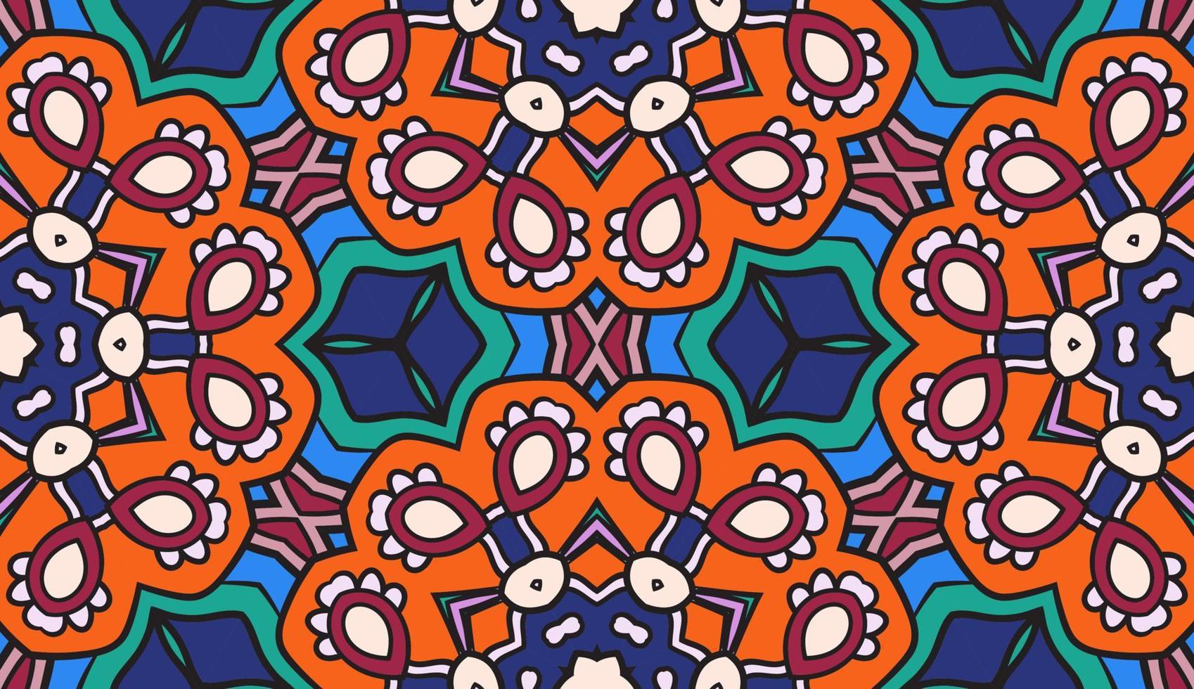 abstrato colorido doodle flor geométrica padrão sem emenda. fundo floral. mosaico, geo telha de ornamento de linha fina. vetor