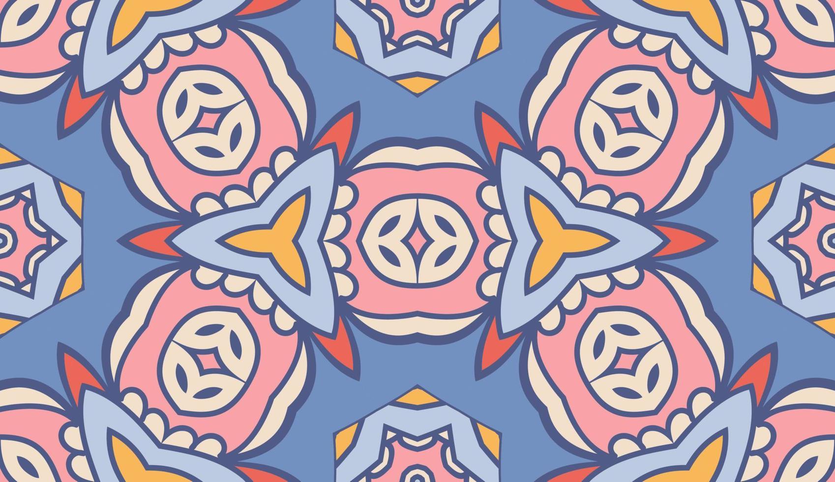 abstrato colorido doodle flor geométrica padrão sem emenda. fundo floral. mosaico de caleidoscópio, geo telha de ornamento de linha fina. vetor