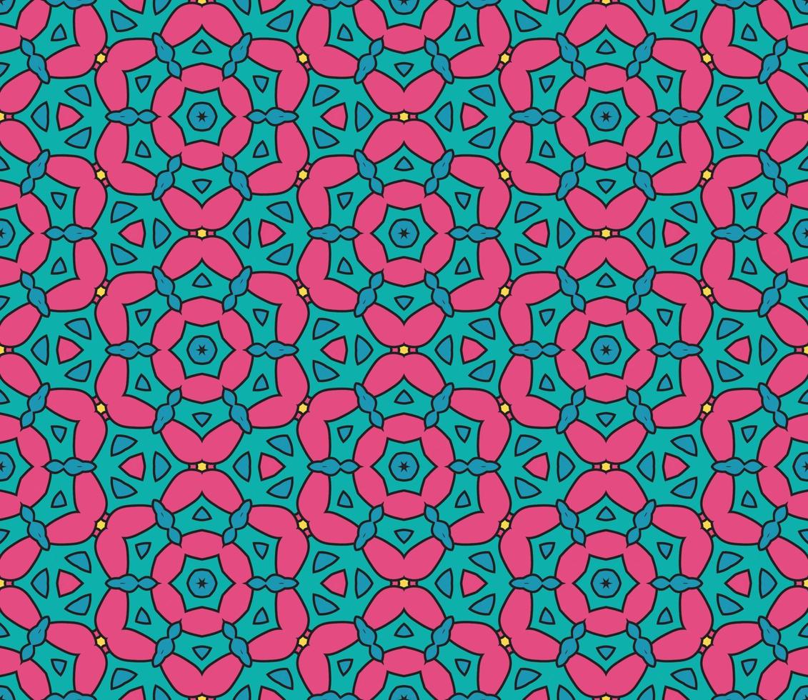 abstrato colorido doodle flor geométrica padrão sem emenda. fundo floral. mosaico de caleidoscópio, geo telha de ornamento de linha fina. vetor