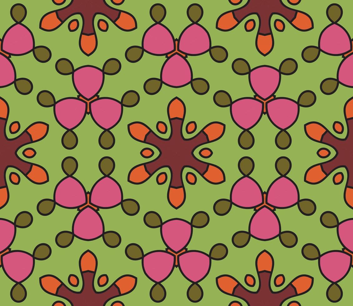 abstrato colorido doodle flor geométrica padrão sem emenda. fundo floral. mosaico de caleidoscópio, geo telha de ornamento de linha fina. vetor