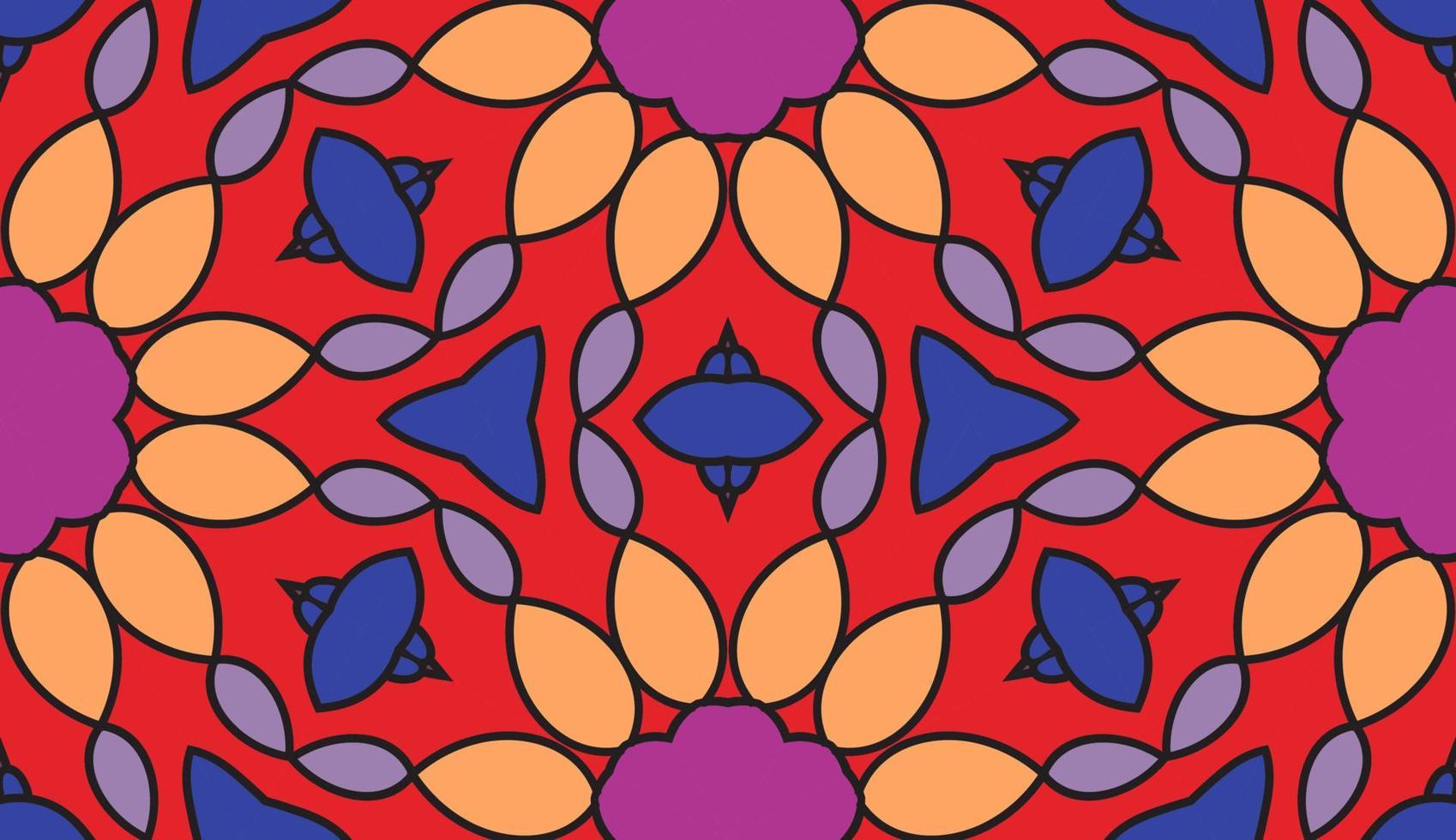 abstrato colorido doodle flor geométrica padrão sem emenda. fundo floral. mosaico de caleidoscópio, geo telha de ornamento de linha fina. vetor