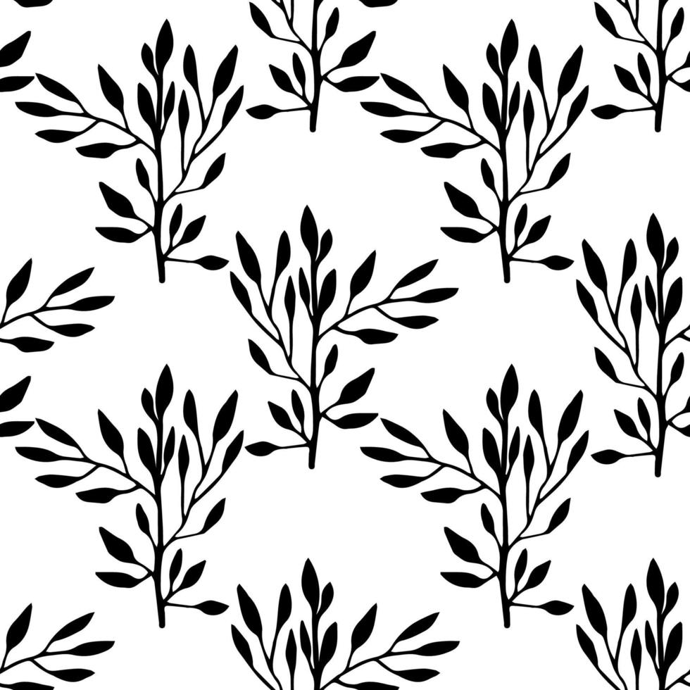 padrão sem emenda de flor doodle bonito dos desenhos animados. fundo com planta, folhas. papel de embrulho, têxtil. vetor