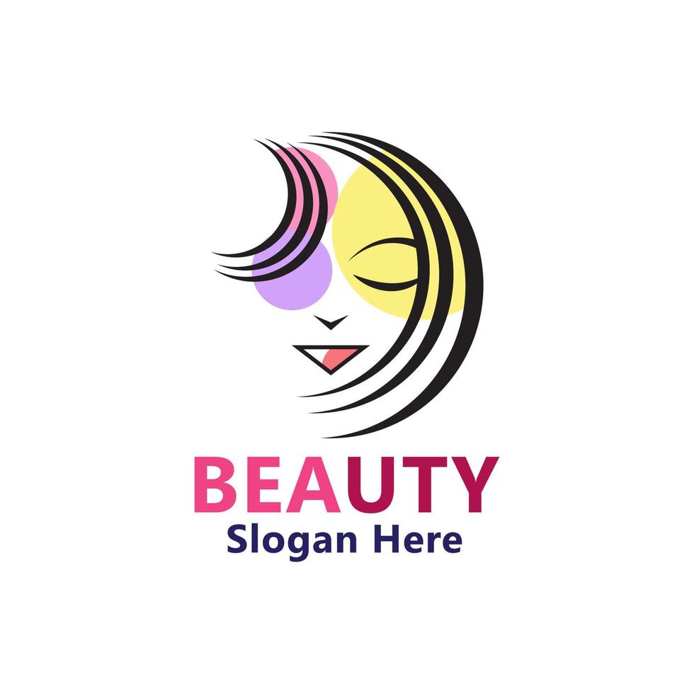 modelo de design de logotipo de vetor de salão de beleza. menina, mulher ou cabeleireiro, ícone de barbearia