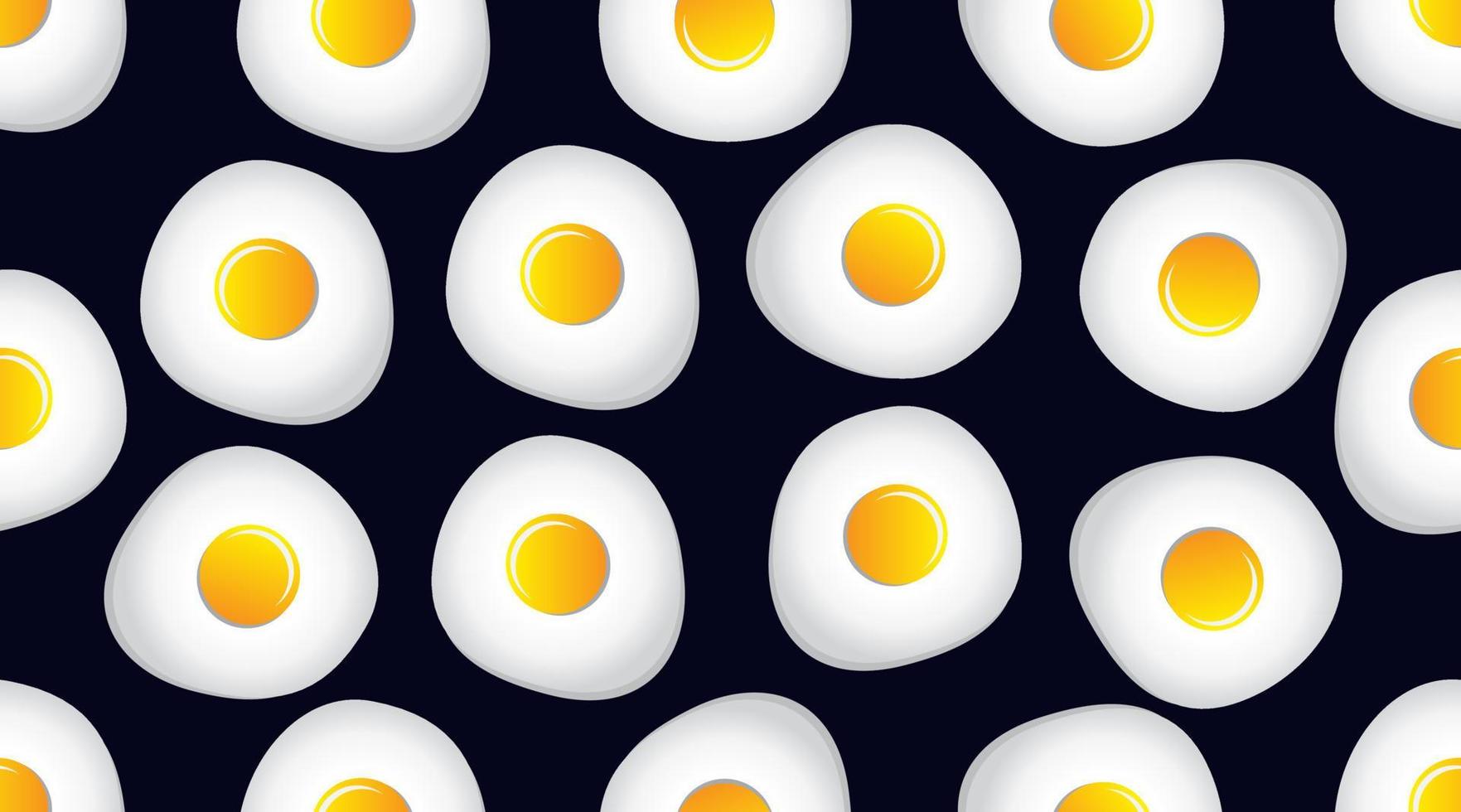 padrão sem emenda de comida com ovo frito em fundo azul escuro. ornamento para têxteis e embrulho. ilustração vetorial. vetor