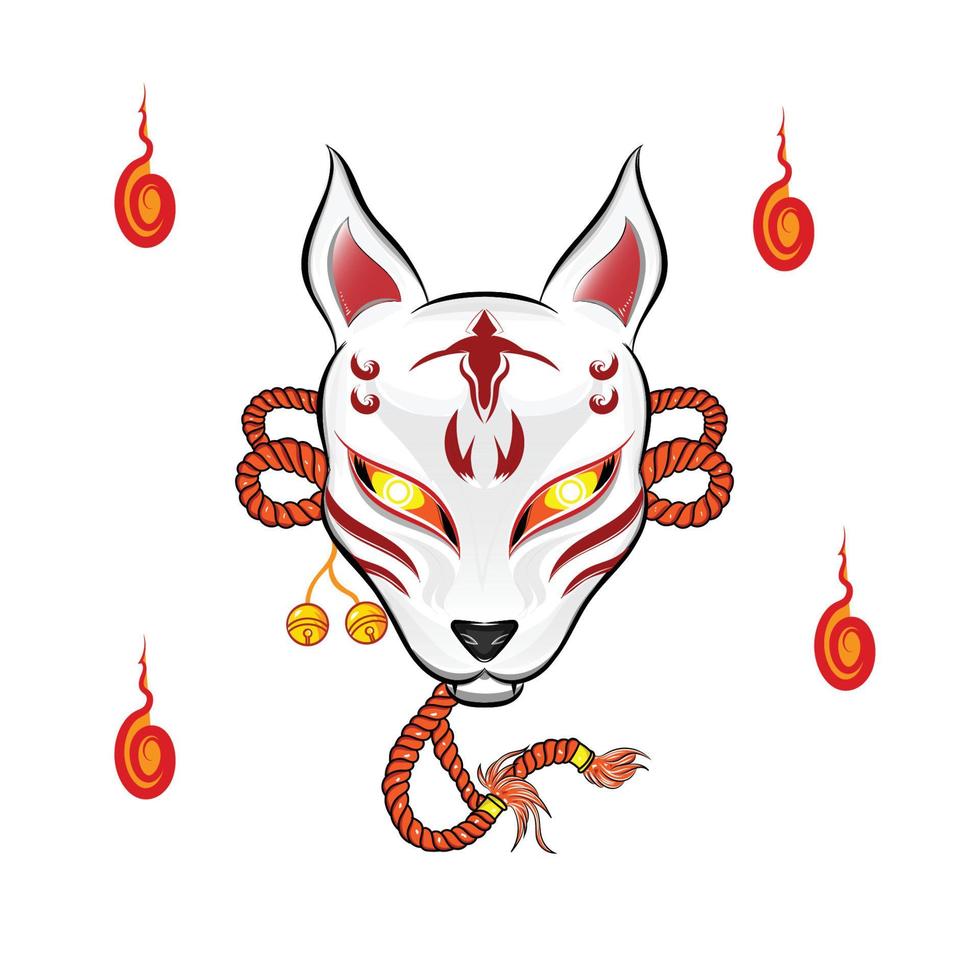 ilustração vetorial de máscara japonesa tradicional anbu kitsune vetor