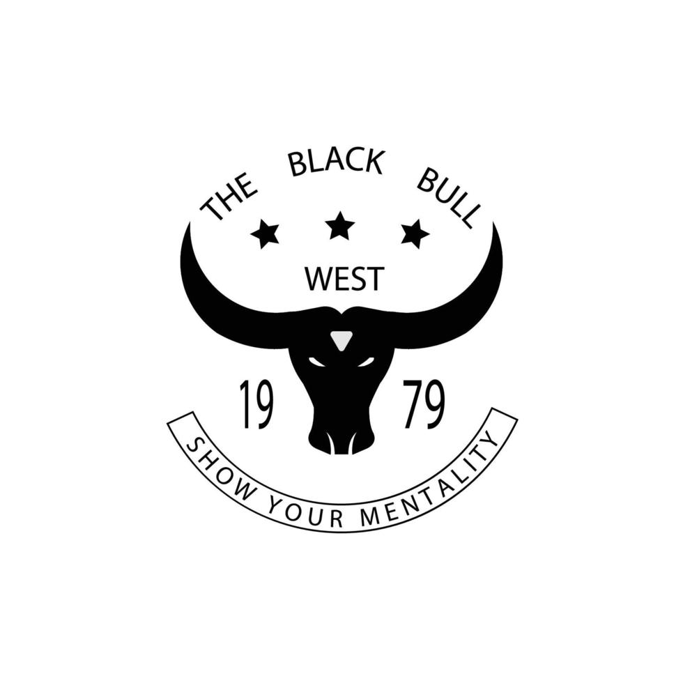 ilustração do logotipo do touro preto vetor