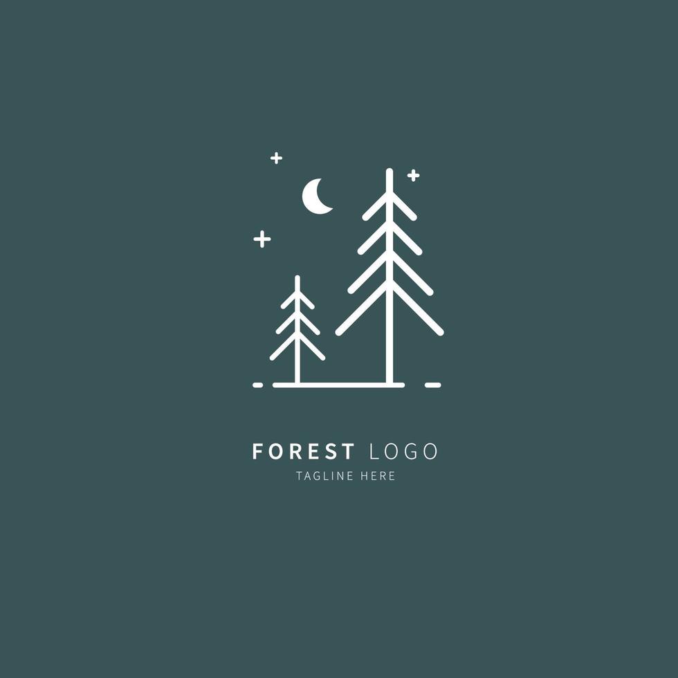 logotipo de floresta de pinheiros simples com conceito monoline, templo de logotipo de vetor de arte de linha