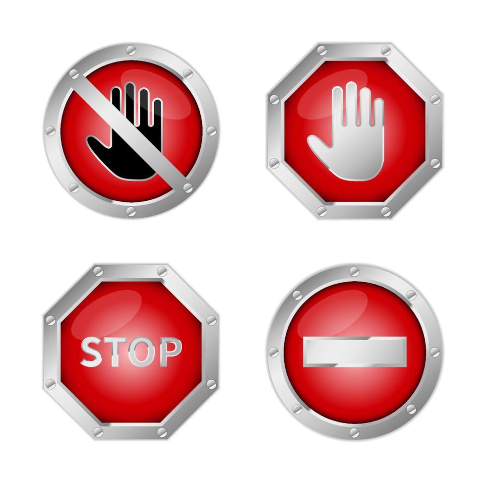 design de ícone 3d de parada de tráfego. conjunto de ícones de sinal de parada de trânsito em estilo 3d vetor