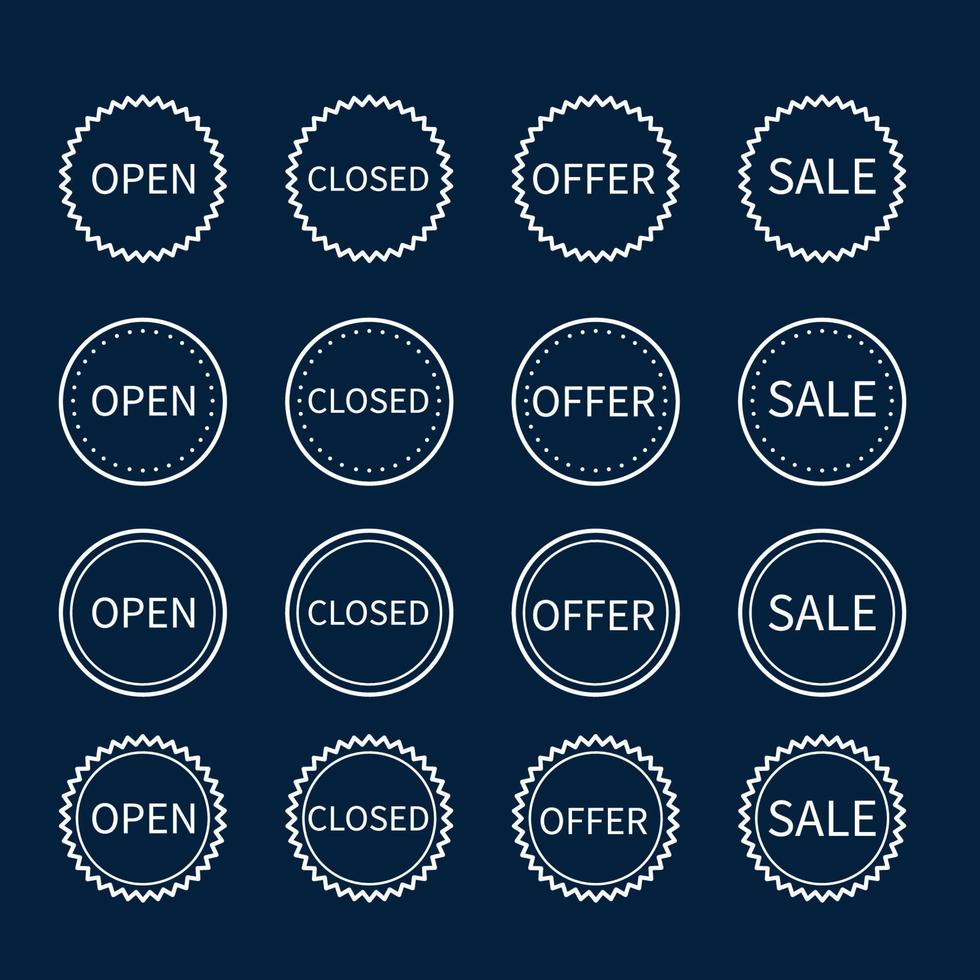 conjunto de ícones de venda de oferta aberta vetor monoline