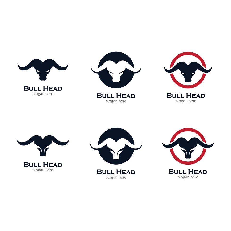 conjunto de ícones de cabeça de touro vetor