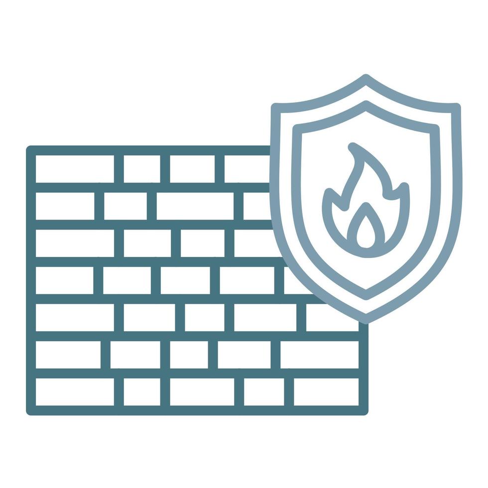 ícone de duas cores de linha de firewall vetor