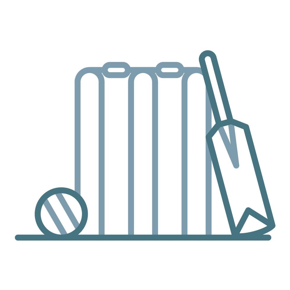 ícone de duas cores de linha de críquete vetor