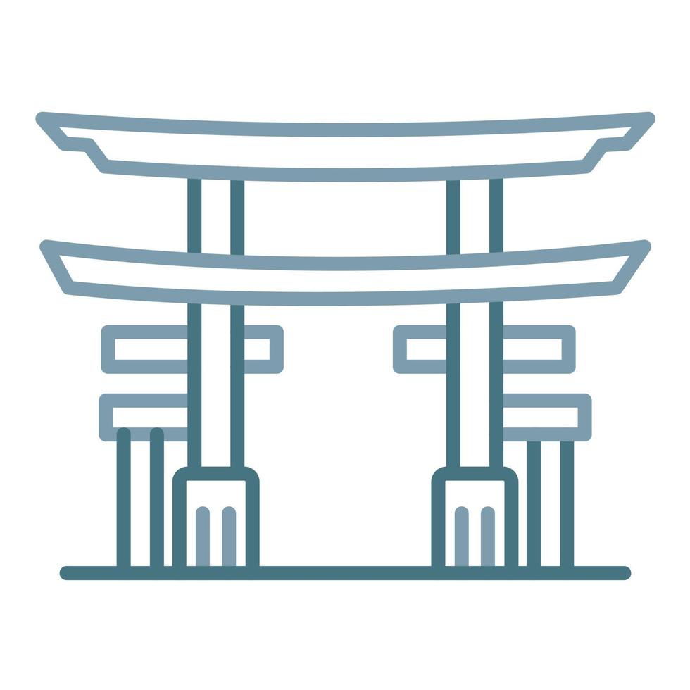 ícone de duas cores da linha do portão torii vetor
