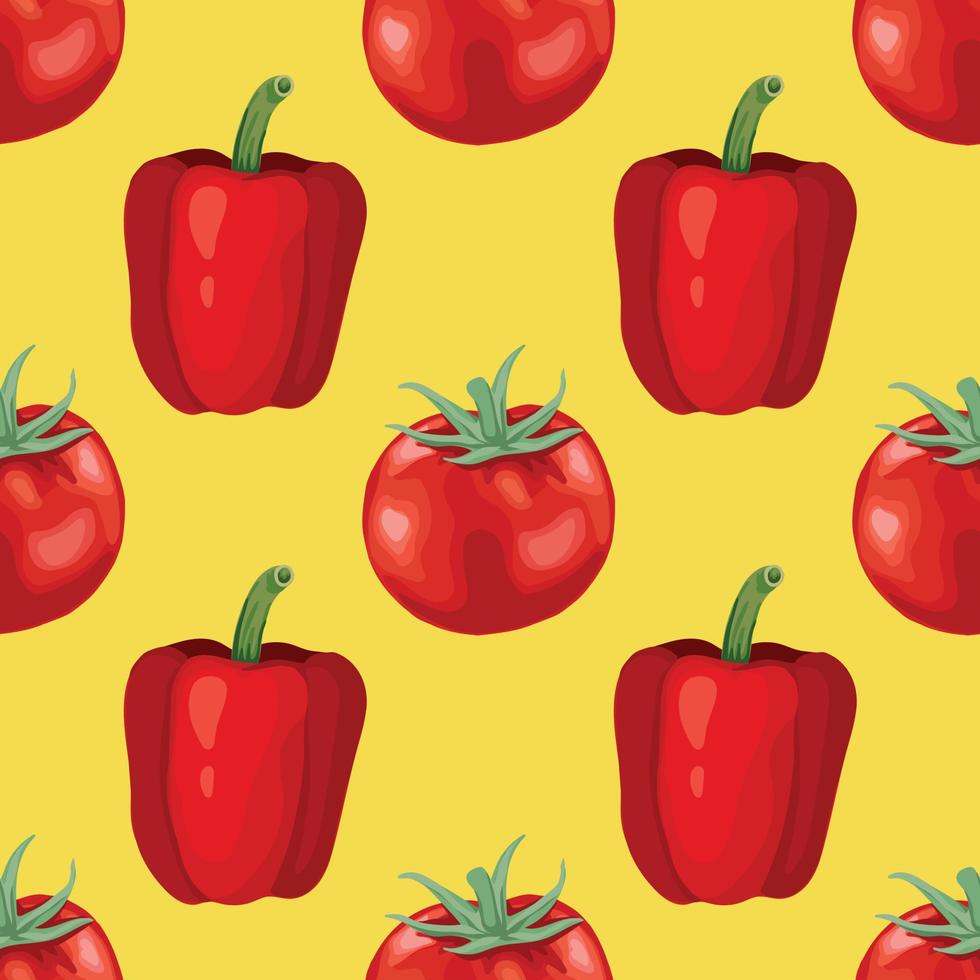 desenho de mão de arte perfeita de pimenta vermelha e tomate vetor