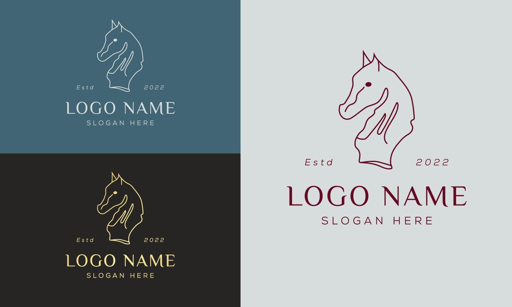 estilo linear do ícone do logotipo do cavalo. modelos de design de logotipo vetorial vetor