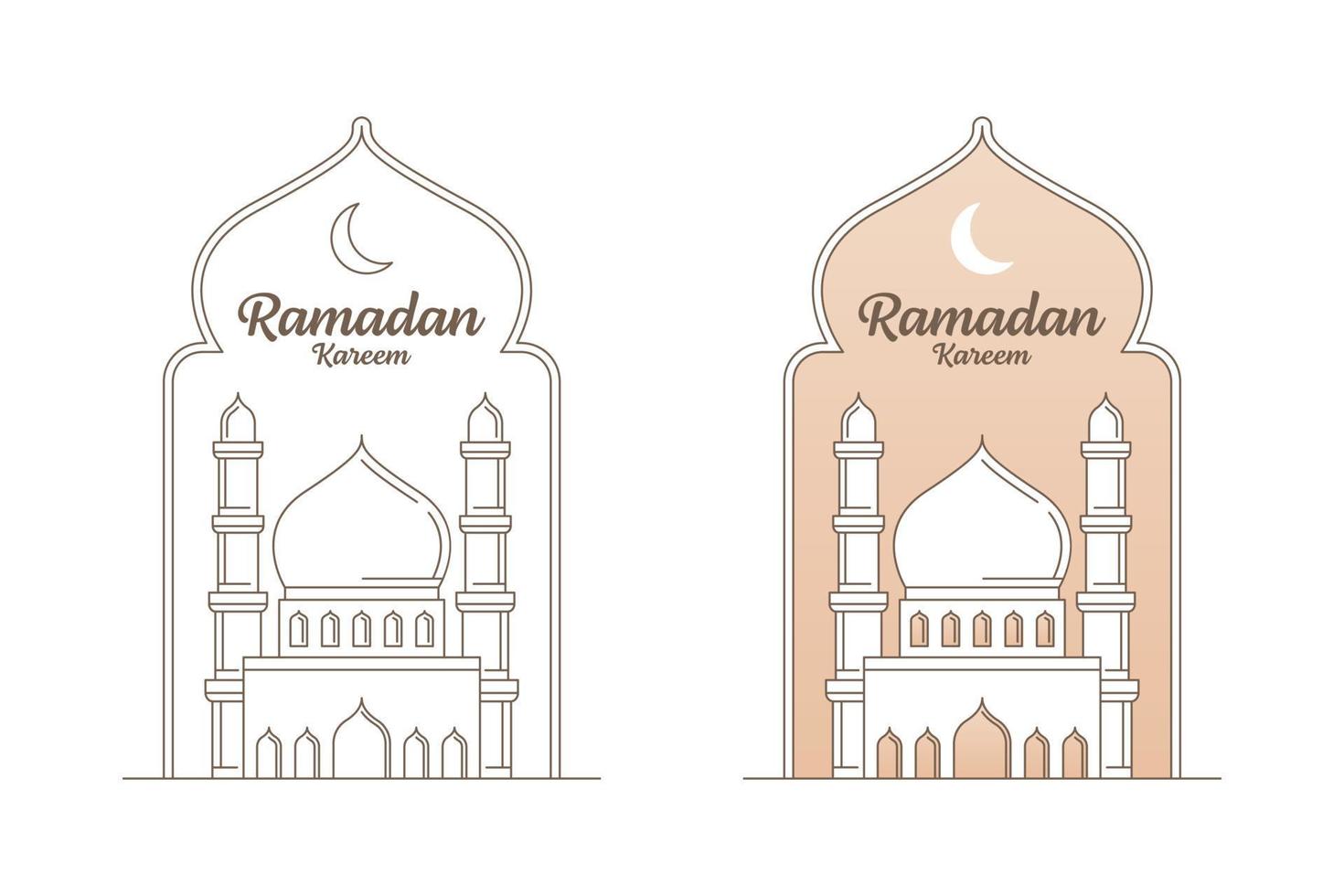 ramadan kareem vector design ilustração monoline ou estilo de arte de linha