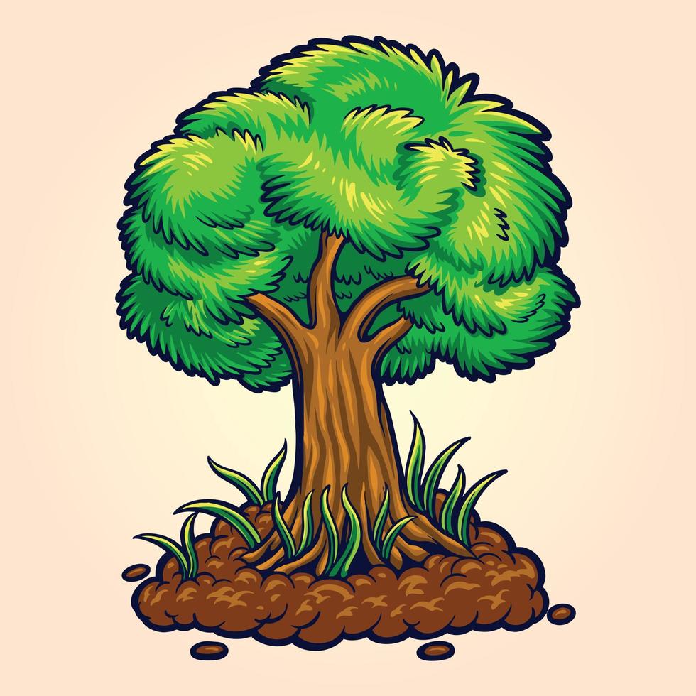 comemore o dia da árvore ilustrações vetoriais de árvores verdes para o seu logotipo de trabalho, camiseta de mercadoria mascote, adesivos e designs de etiquetas, pôster, cartões de saudação, empresa ou marcas de publicidade. vetor