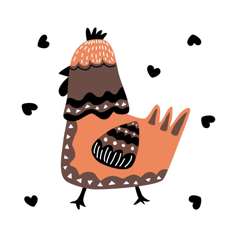 coleção de design de padrão de frango em estilo doodle vetor