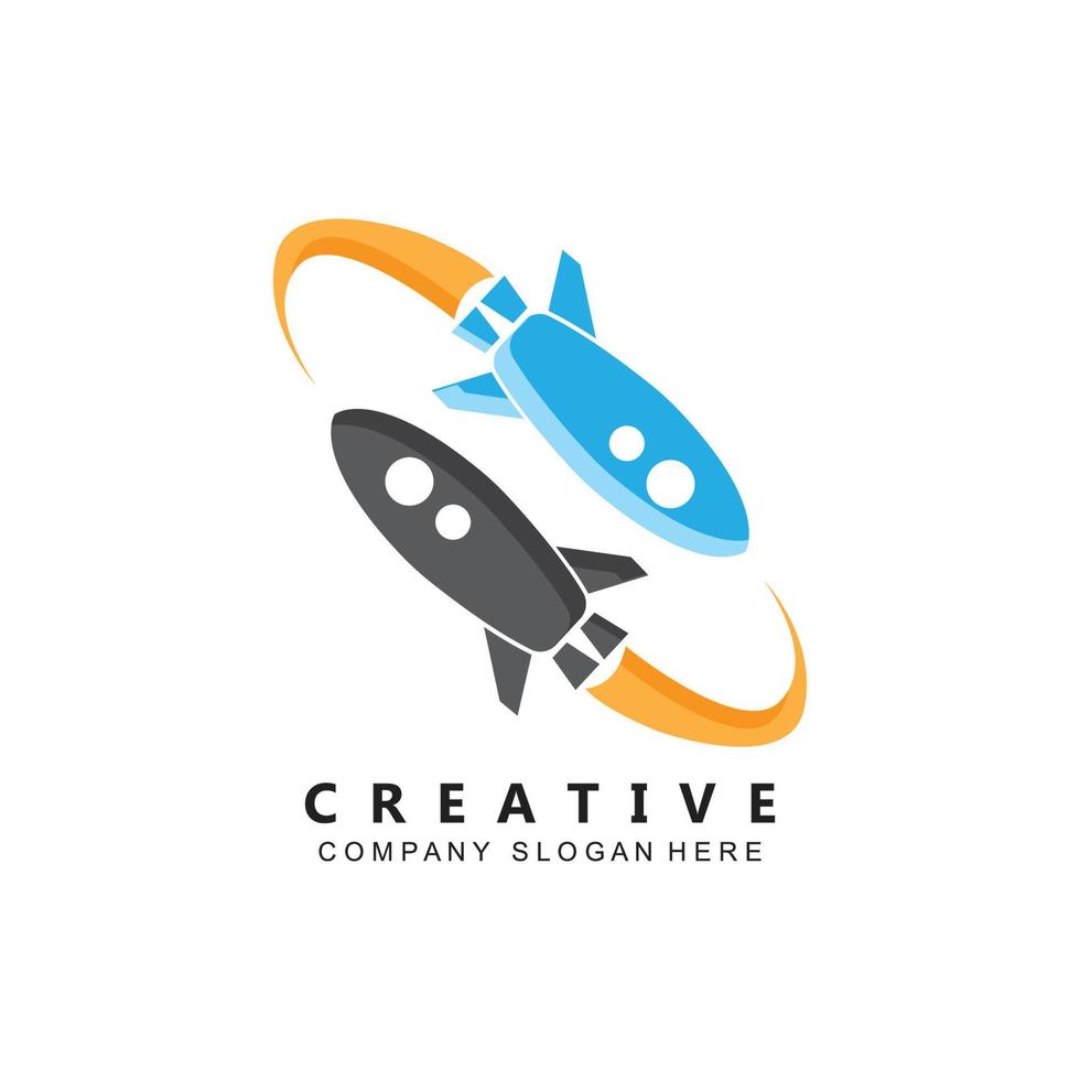 ícone do vetor logotipo do avião, foguete espacial, design premium