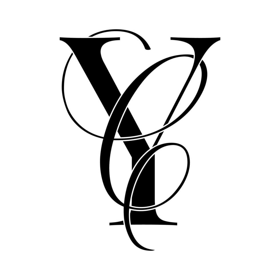 yc, cy, logotipo do monograma. ícone de assinatura caligráfica. monograma do logotipo do casamento. símbolo de monograma moderno. logotipo de casais para casamento vetor