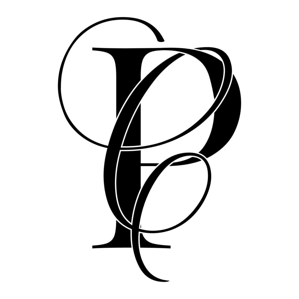 pc, cp, logotipo do monograma. ícone de assinatura caligráfica. monograma do logotipo do casamento. símbolo de monograma moderno. logotipo de casais para casamento vetor