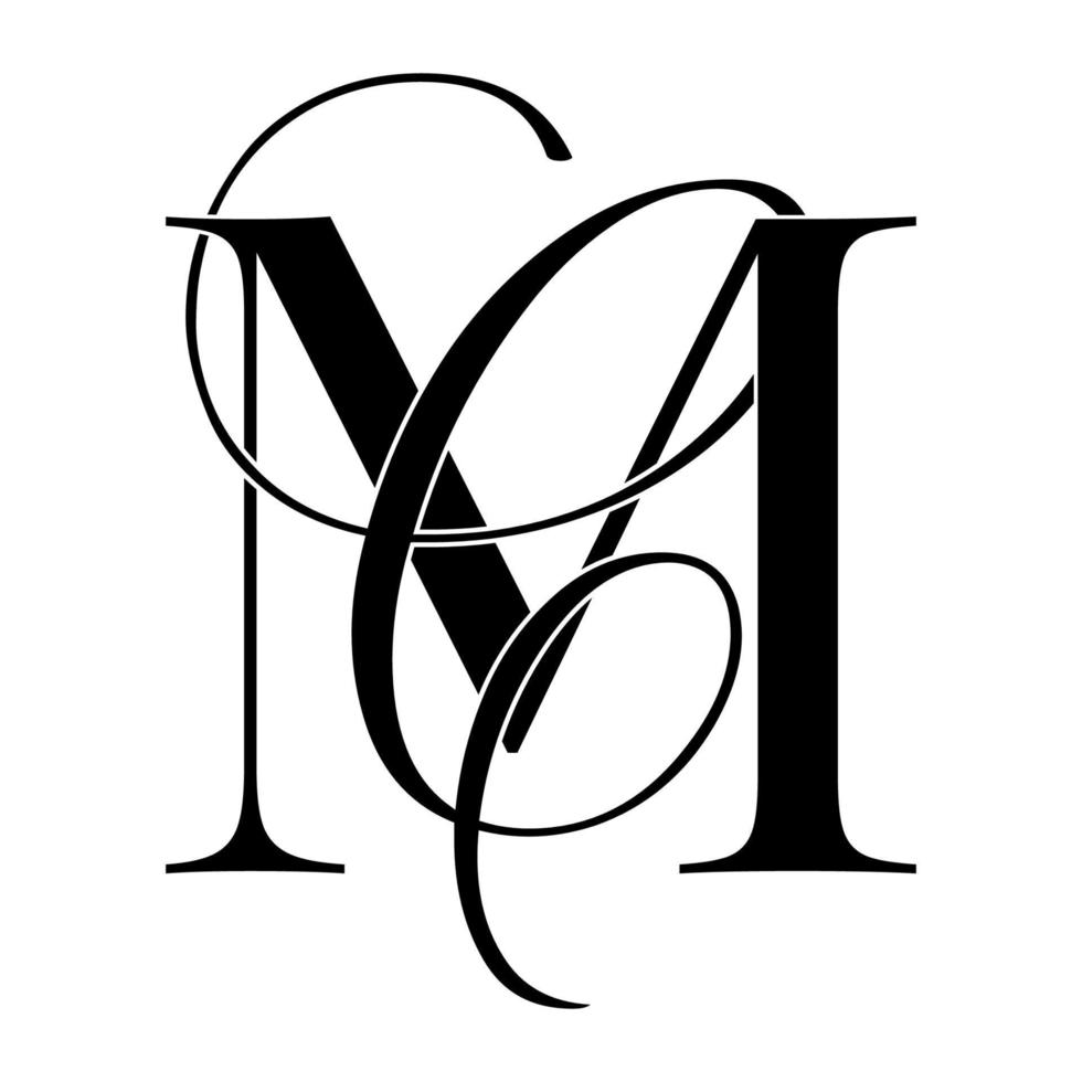 mc, cm, logotipo do monograma. ícone de assinatura caligráfica. monograma do logotipo do casamento. símbolo de monograma moderno. logotipo de casais para casamento vetor