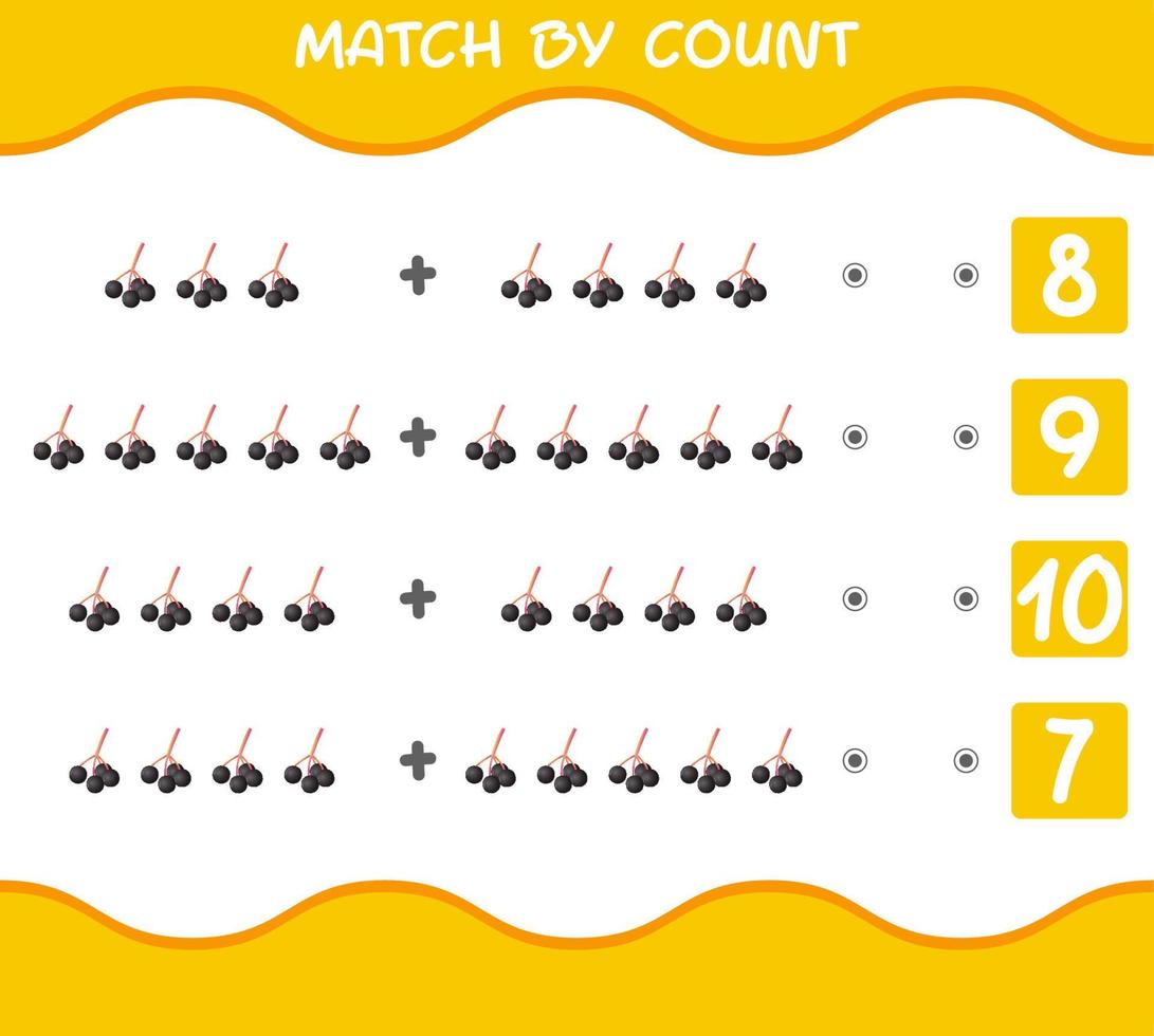 corresponder pela contagem de sabugueiro dos desenhos animados. jogo e contagem de jogo. jogo educativo para crianças e bebês da pré-escola vetor