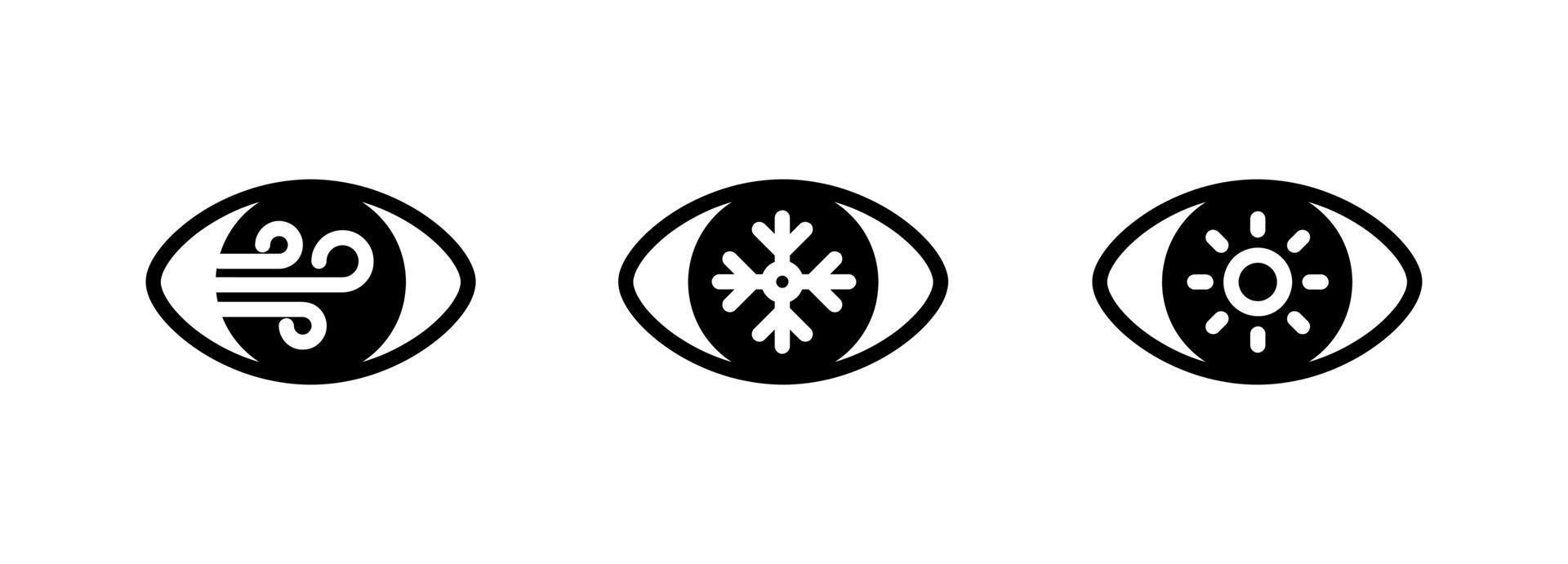 ícone de olho criativo de sol, vento e coração. ícone de olho criativo em estilo de linha moderno para seu design de logotipo de aplicativo móvel da web. pictograma isolado em um fundo branco. conjunto linear editável, vetor perfeito de pixel.