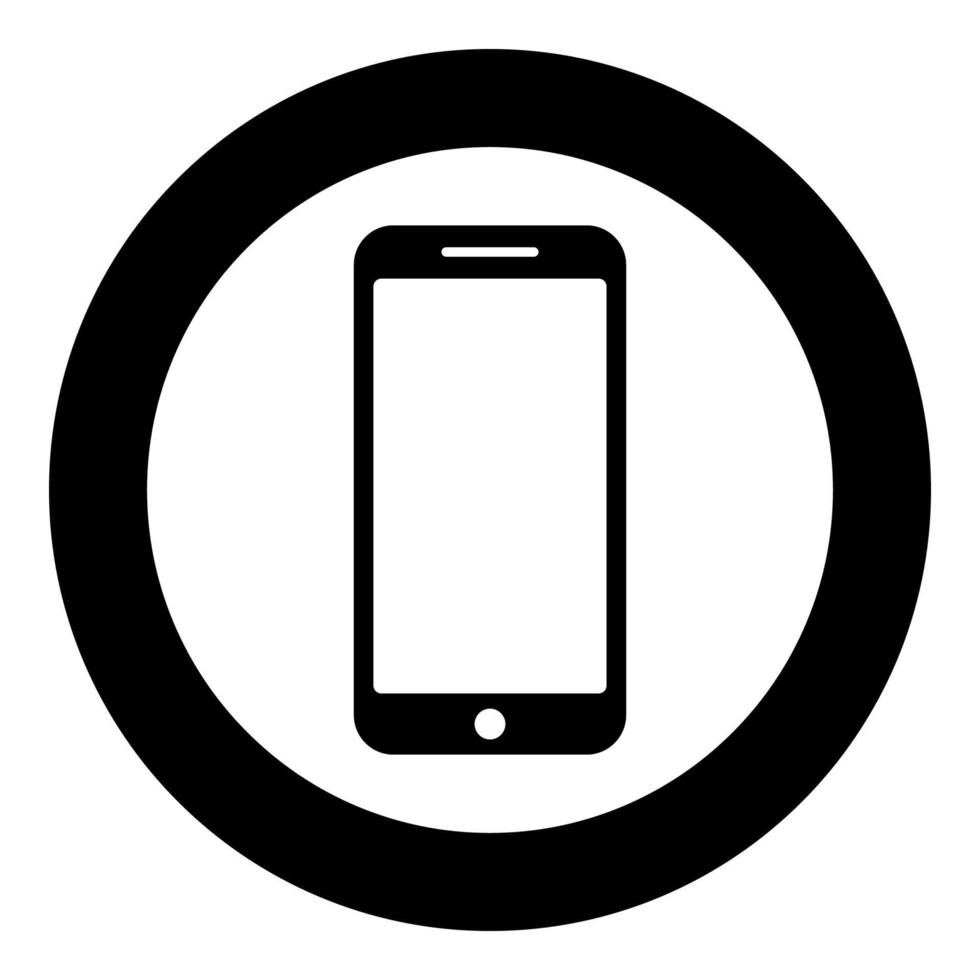 ícone de smartphone em círculo redondo imagem de estilo plano de ilustração vetorial de cor preta vetor