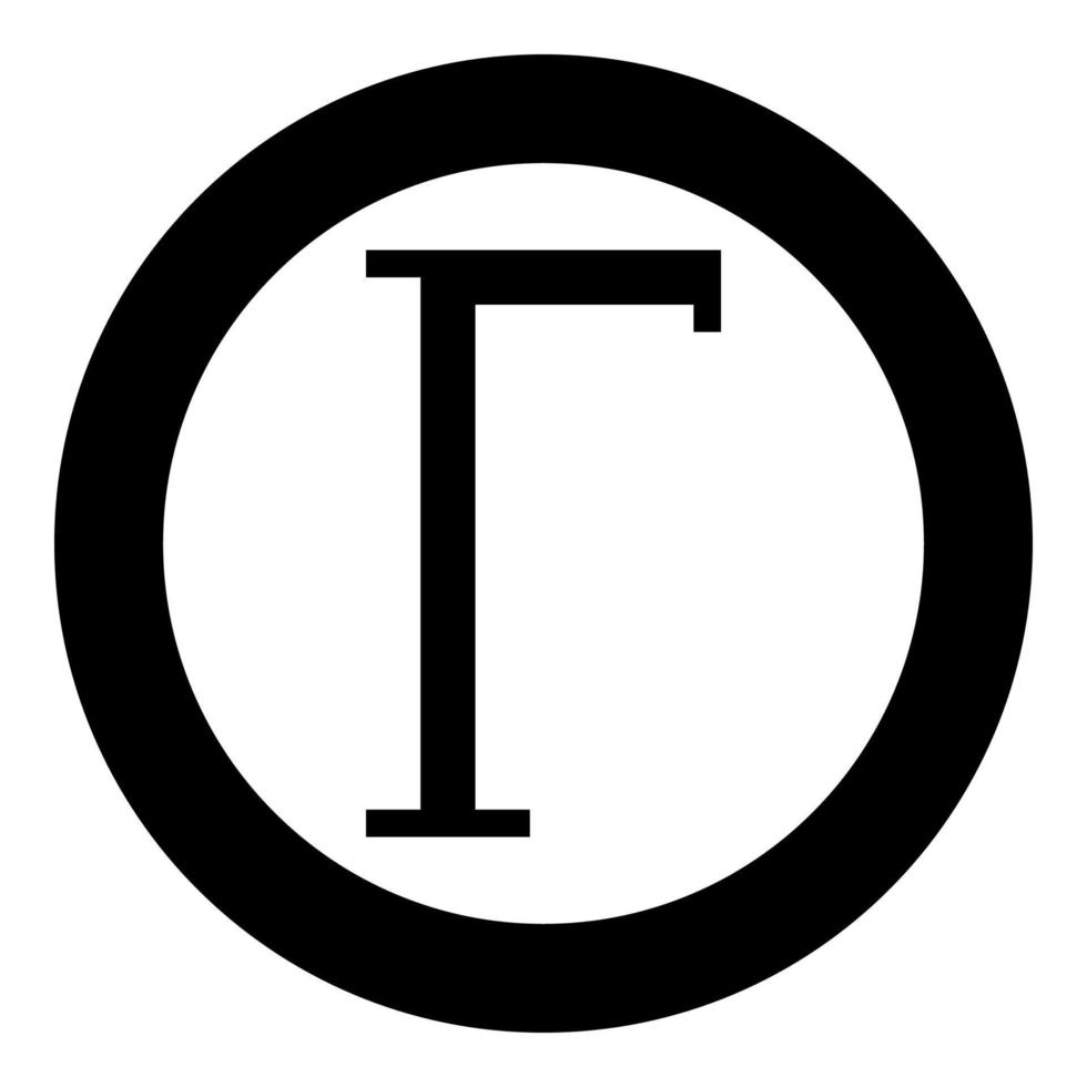 gama símbolo grego letra maiúscula ícone de fonte em círculo redondo ilustração vetorial de cor preta imagem de estilo plano vetor