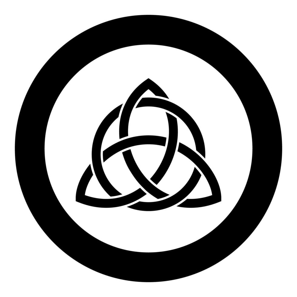 triquetra em círculo trikvetr nó forma ícone de nó da trindade vetor de cor preta em círculo redondo ilustração estilo plano imagem