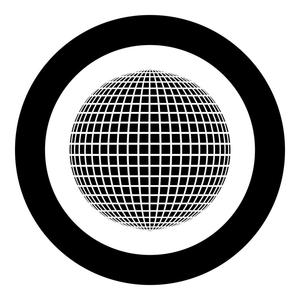 bola de discoteca conceito de festa de discoteca conceito de mundo de bola conceito de web ícone em círculo redondo ilustração vetorial de cor preta imagem de estilo plano vetor