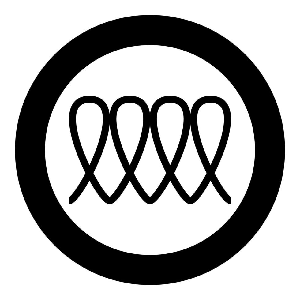 espiral de cozimento de indução tipo de símbolo de calor elétrico superfícies de cozimento sinal ícone de painel de destino de utensílio em círculo redondo ilustração vetorial de cor preta imagem de estilo plano vetor