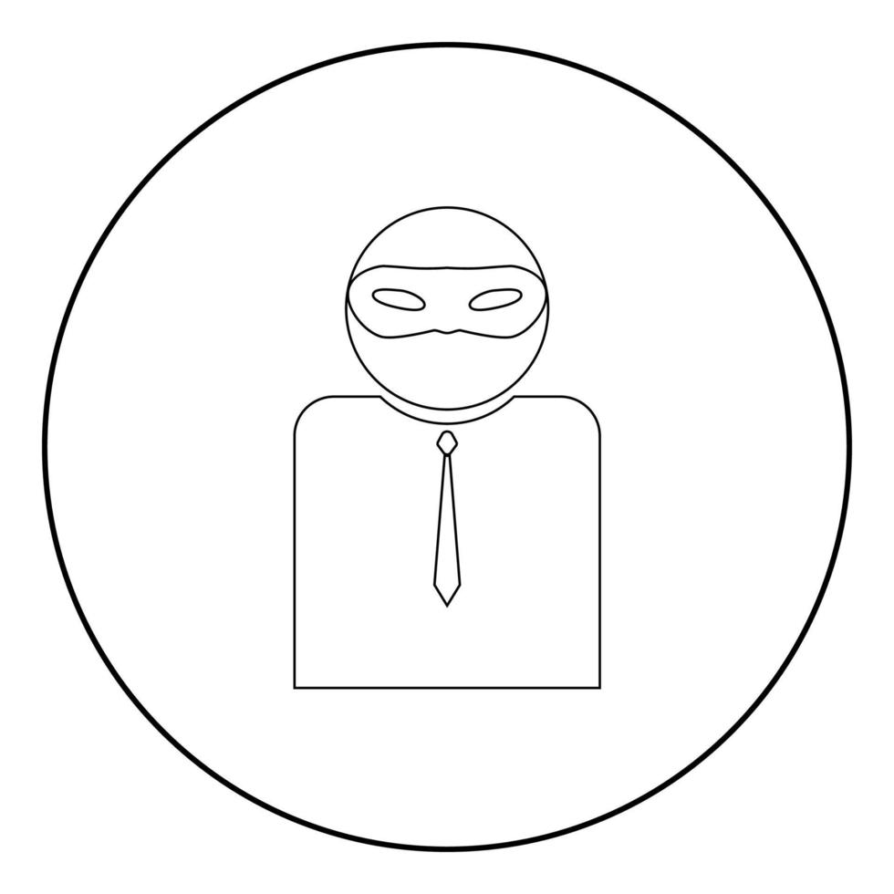 o homem incógnito em uma máscara o ícone de cor preta em círculo ou redondo vetor