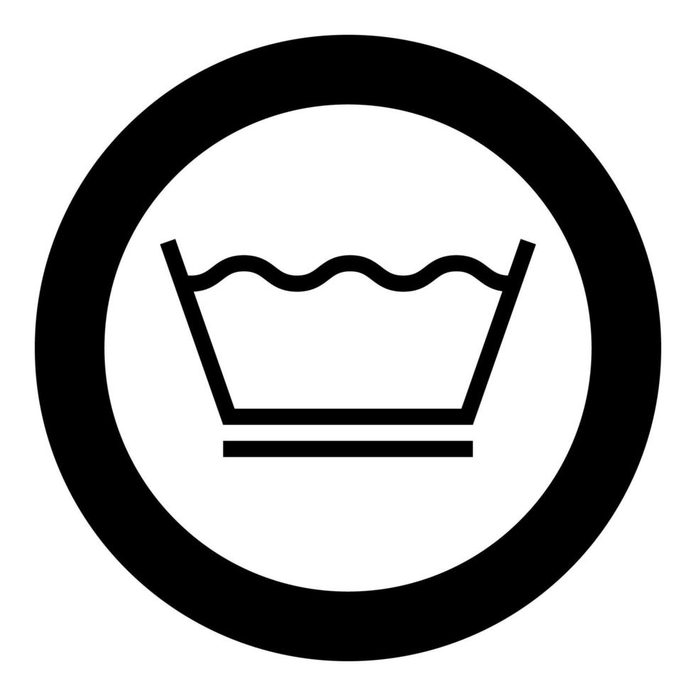 símbolos de cuidados de roupas de lavagem delicada conceito de lavagem ícone de sinal de lavanderia em círculo redondo ilustração vetorial de cor preta imagem de estilo plano vetor