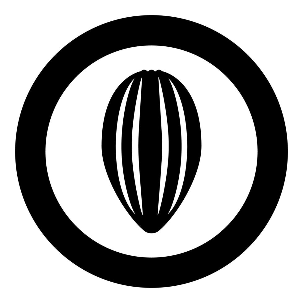 cacau bob pod casca de cacau ícone de sementes de chocolate em círculo redondo ilustração vetorial de cor preta imagem de estilo plano vetor