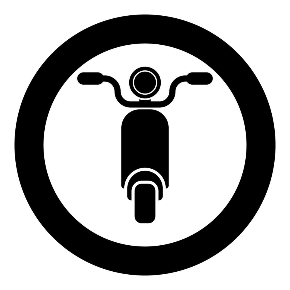 ícone de bicicleta elétrica de motocicleta scooter ciclomotor em círculo redondo ilustração vetorial de cor preta imagem de estilo de contorno sólido vetor