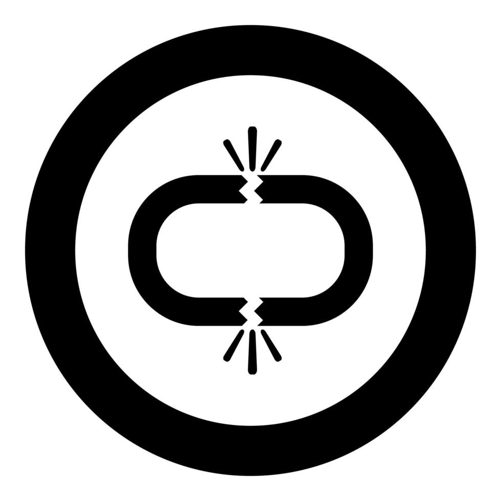 ícone de link quebrado cor preta em círculo redondo vetor
