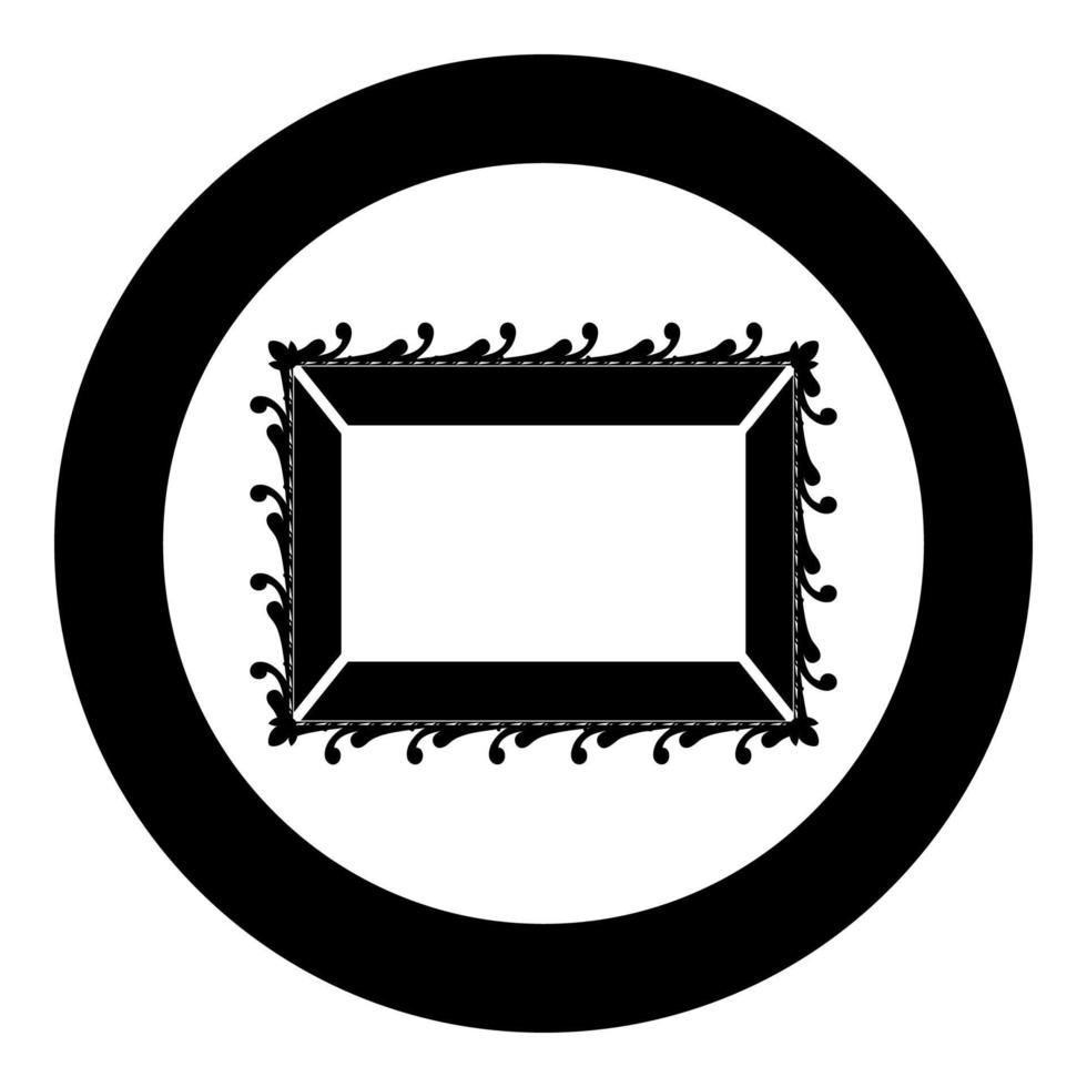 ícone de porta-retrato em círculo redondo imagem de estilo plano de ilustração vetorial de cor preta vetor