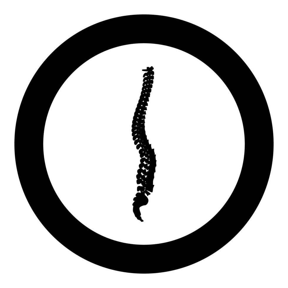 coluna vertebral coluna vertebral ícone de espinha dorsal em círculo redondo imagem de ilustração vetorial de cor preta estilo de contorno sólido vetor