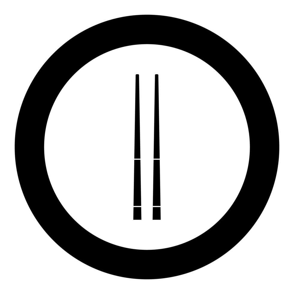 cor preta do ícone dos pauzinhos chineses no círculo redondo vetor