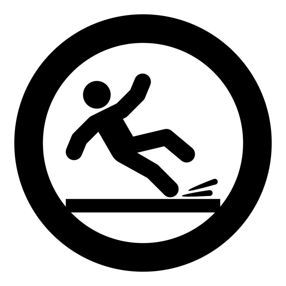 ilustração de cor preta de ícone de homem caindo em círculo redondo vetor