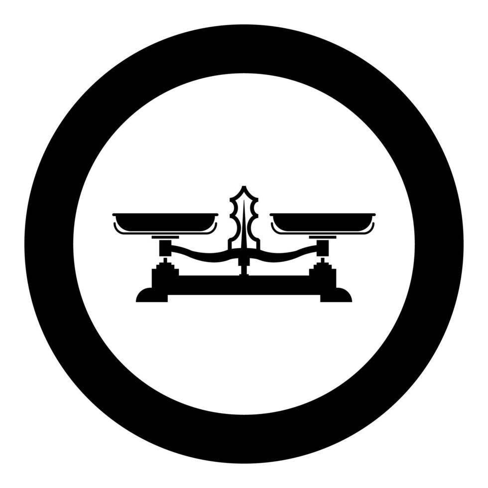 balanças de equilíbrio armazenam o ícone de libra do pesador no círculo redondo imagem de estilo plano de ilustração vetorial de cor preta vetor