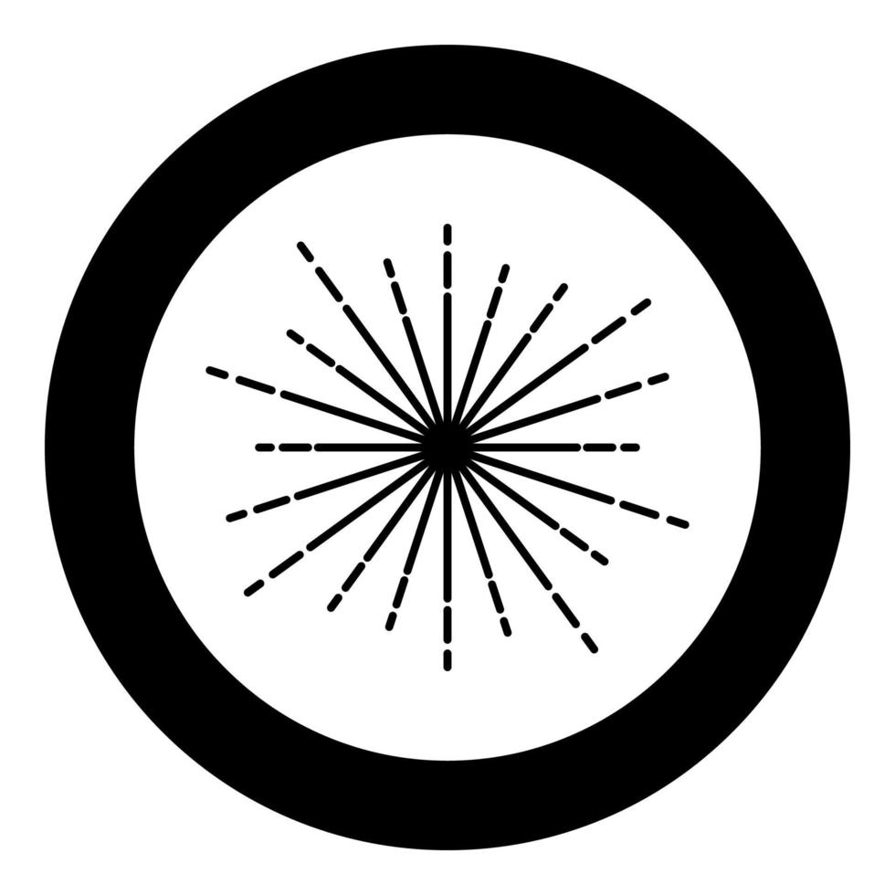 raios de fogos de artifício sunburst linhas de feixe de raios radiais brilho esmalte flare ícone de linhas de radiância concêntricas starburst em círculo redondo ilustração vetorial de cor preta imagem de estilo plano vetor