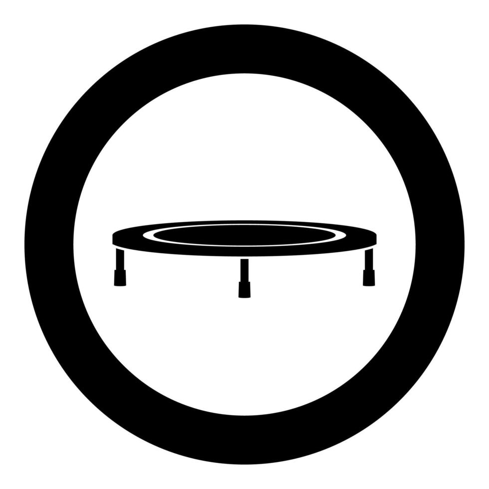 trampolim pulando para o ícone de salto em círculo redondo ilustração vetorial de cor preta imagem de estilo plano vetor