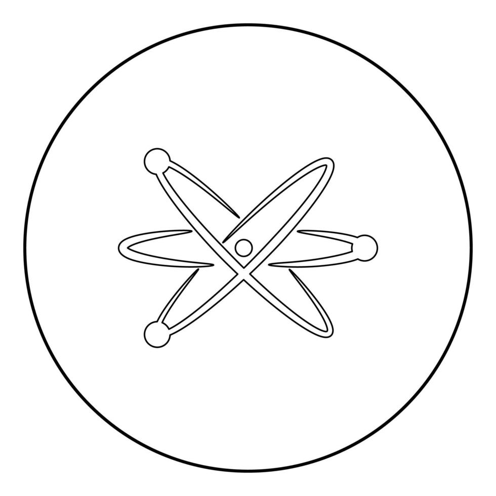 cor preta do ícone do átomo no círculo vetor